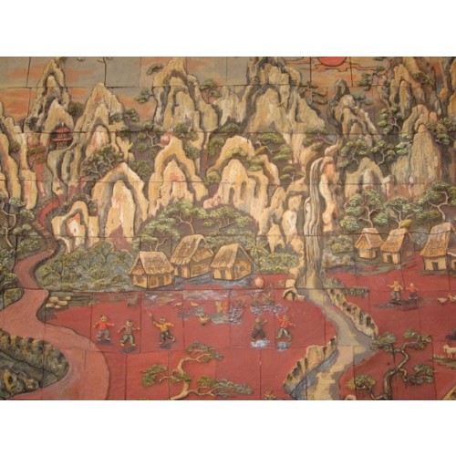 Tranh sơn thuỷ - ST14, tranh gốm phù lãng
