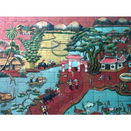 Tranh sơn thuỷ - ST11, tranh gốm phù lãng