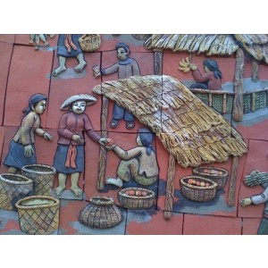 Tranh chợ quê gốm phù lãng - CQ11