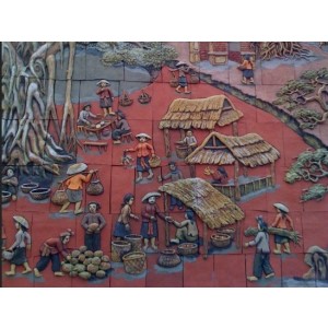 Tranh gốm phù lãng Chợ quê - CQ11