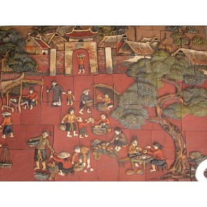 Tranh gốm phù lãng Chợ quê - CQ16